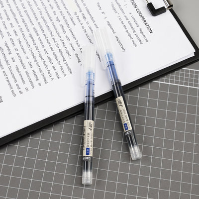 得力S856快干直液式走珠笔 0.5mm全针管商务办公中性笔 签字笔 12支/盒 蓝色（12盒组合装）