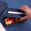 阿司倍鹭（ASVEL）塑料家用成人学生多层饭盒分隔午餐盒 双层可微波炉加热便当盒带筷子 00980928 蓝