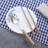美之扣 不锈钢筷子勺子套装便携式餐具三件套装 北欧米3件套（19cm筷子+20cm勺子+麦香盒)