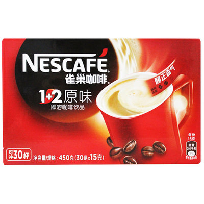 【真快乐自营】雀巢咖啡1+2原味30条装450g