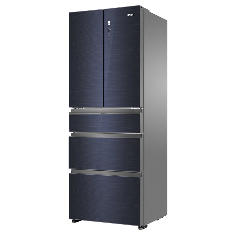 海尔haierbcd421wfcq421立升法式5门冰箱母婴阻氧干湿分储晶釉蓝