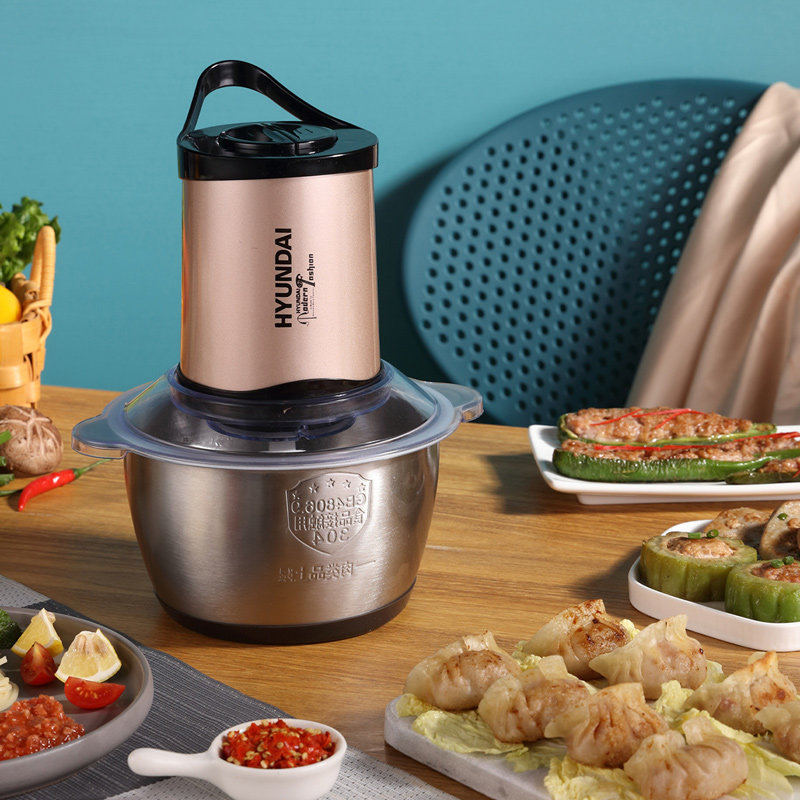 韩国现代hyundai绞肉机家用电动不锈钢多功能料理机碎肉碎菜搅拌机大