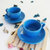 萌可陶瓷纯色美式咖啡杯圆形蓝色杯碟2套第3张高清大图