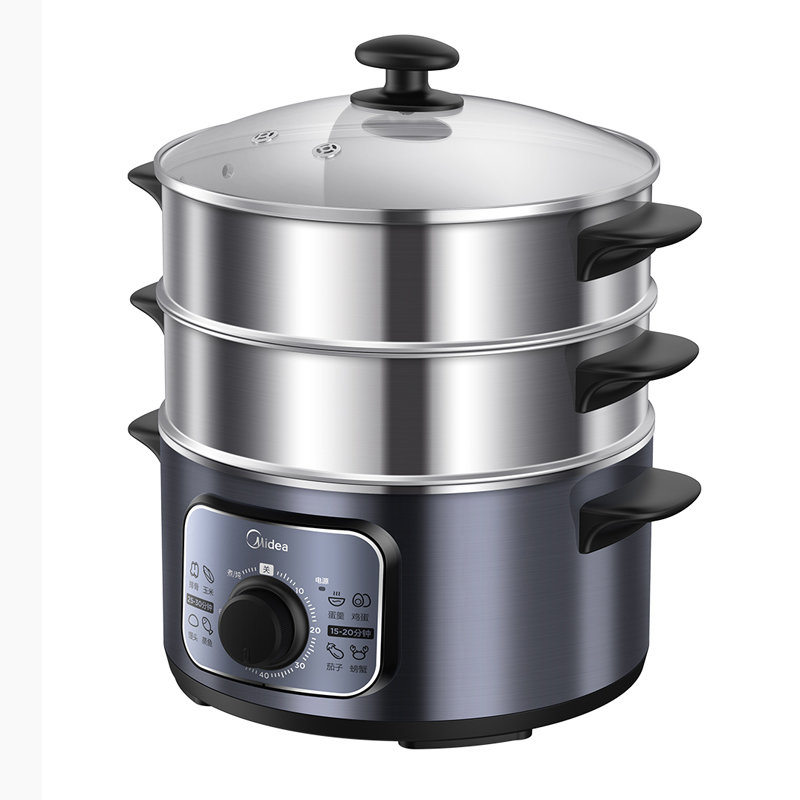 美的(midea) 电蒸锅 聚能环加热 三层不锈钢 多用途锅电火锅 10l电