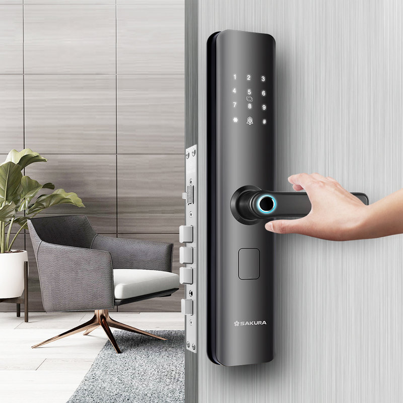 樱花锁业指纹锁dz6699哑黑