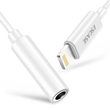 ESCASE 苹果iphoneX/7/8plus耳机转接头lightning转换器二合一 iPhone7/plus耳机转接加长线听歌 Ei9 白色