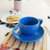萌可陶瓷纯色美式咖啡杯圆形蓝色杯碟2套第2张高清大图