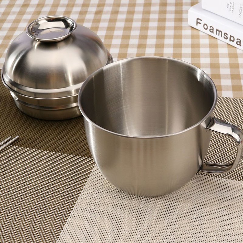 富尔兴304不锈钢碗家用泡面碗带盖快餐杯学生成人吃饭碗饭盒饭缸