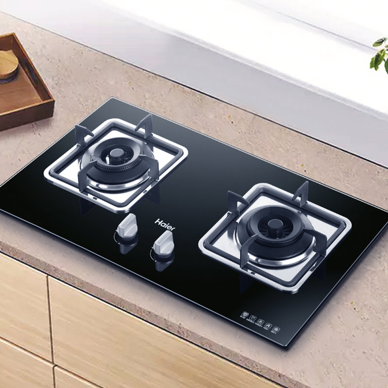 海尔(haier)燃气灶 天然气 黑晶钢化玻璃 大火力4.