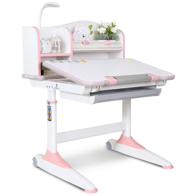 博士有成drz18003多功能学习桌帮助科学用眼可调节高度环保材板粉色