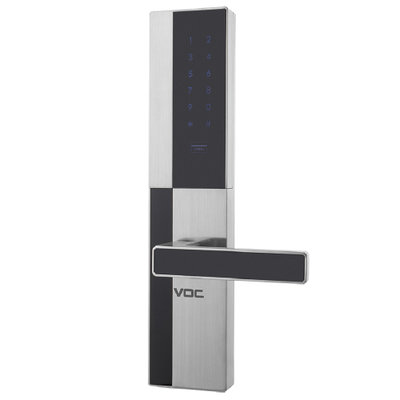 VOC现代风智能锁N9拉丝银防盗门锁指纹密码卡电子锁